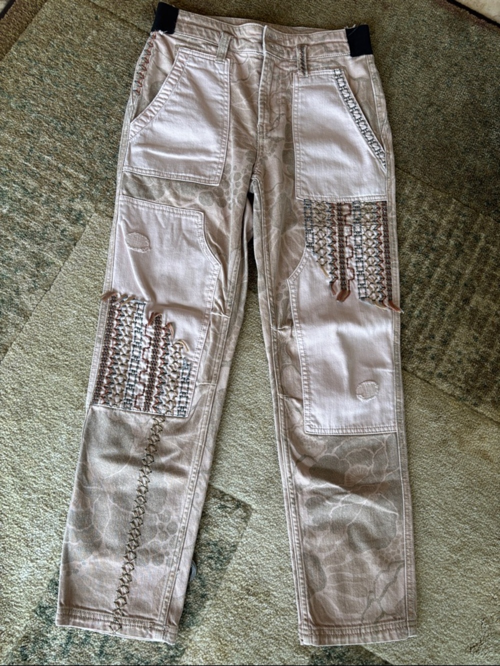 Anthropology’s Pilcro Neutral Patchwork Wide-Leg Jeans in Beige and Cream - Picture 11 of 15